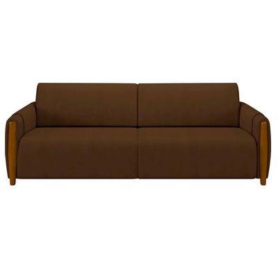 Sofá Decorativo 3 Lugares 223cm Maceió Veludo Marrom - Gran Belo