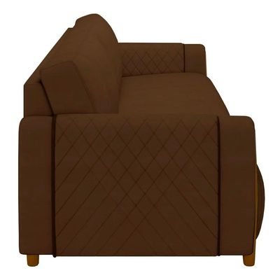 Sofá Decorativo 3 Lugares 223cm Maceió Veludo Marrom - Gran Belo