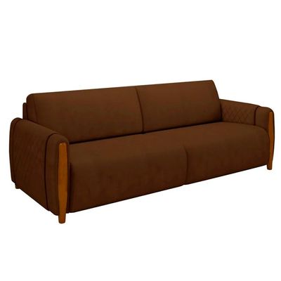 Sofá Decorativo 3 Lugares 223cm Maceió Veludo Marrom - Gran Belo