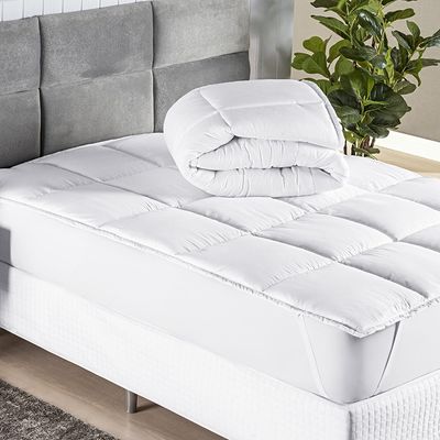 Protetor Colchão Pillow Top Premium Casal Queen MicroPercal 200 Fios Macio Camada Proteção - Branco