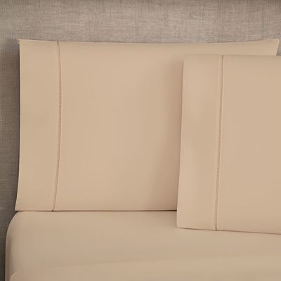 Jogo de Cama Lençol Milano Casal King Percal 180 Fios Ponto Palito Liso 04 Peças - Cáqui
