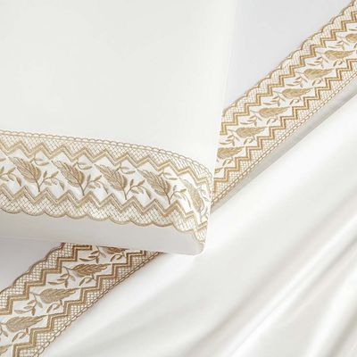 Jogo de Lençol Luxo Casal King 4 Peças Percal 400 Fios 100% Algodão Fio Egípico Acetinado - Off White