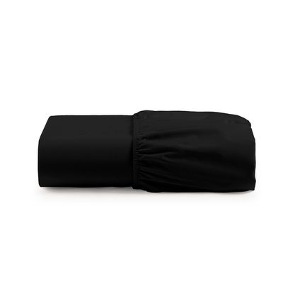 Lençol de Baixo Casal Queen Avulso Com Elástico Luiza Algodão Percal 180 Fios - Preto