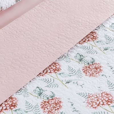 Kit Cobre Leito Colcha Maggy King 3 Peças Dupla Face Percale 200 Fios - Hortencia Floral Rosa