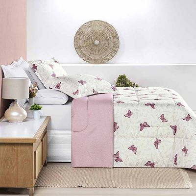 Edredom Júlia Casal Super King 03 Peças Tecido Dupla Face Microfibra 200 Fios Floral - Primavera