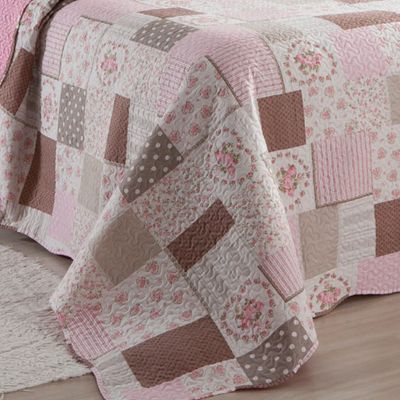 Kit Cobre Leito Colcha Daily Queen 3 Peças Dupla Face Estampado Floral - Patchwork 12