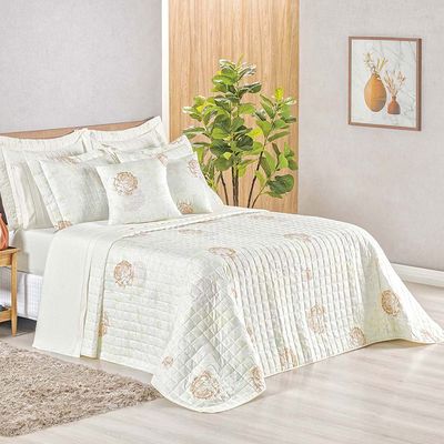 Kit Cobre Leito Colcha Tunes King 3 Peças Estampado 180 Fios - Garden
