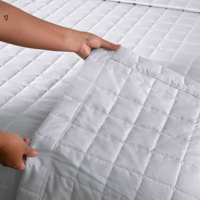 Kit Cobre Leito Colcha Dual Solteiro 2 Peças Matelado Dupla Face Liso - Branco