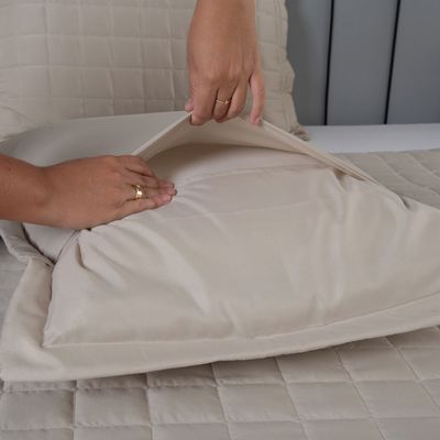 Kit Cobre Leito Colcha Dual King 3 Peças Matelado Dupla Face Liso - Areia