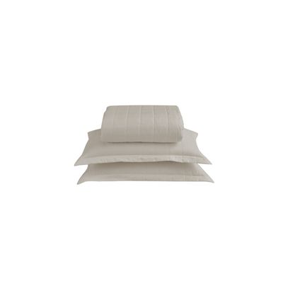 Kit Cobre Leito Colcha Dual King 3 Peças Matelado Dupla Face Liso - Areia