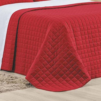 Kit Cobre Leito Colcha Eden Queen 3 Peças Percal 150 Fios 100% Algodão - Vermelho