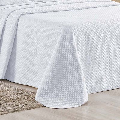 Kit Cobre Leito Colcha Ideale Queen 3 Peças Matelado Geométrico - Branco - 100% Poliéster
