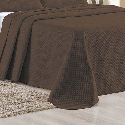 Kit Cobre Leito Colcha Ideale Queen 3 Peças Matelado Geométrico - Marrom - 100% Poliéster