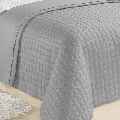 Kit Cobre Leito Colcha Veneza King 3 Peças Hipercal 180 Fios - Cinza