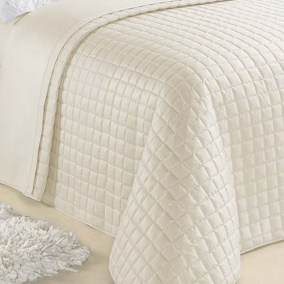 Kit Cobre Leito Colcha Veneza King 3 Peças Hipercal 180 Fios - Marfim