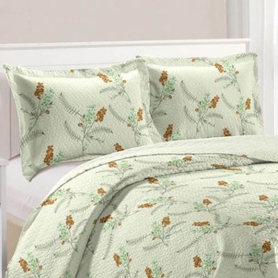 Kit Cobre Leito Colcha Daily King 3 Peças Dupla Face Estampado - Floral 24 - 100% Poliéster