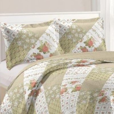 Kit Cobre Leito Colcha Daily Queen 3 Peças Dupla Face Estampado - Patchwork 44 - 100% Poliéster
