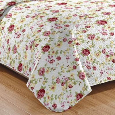 Kit Cobre Leito Colcha Daily Queen 3 Peças Dupla Face Estampado - Floral 32 - 100% Poliéster