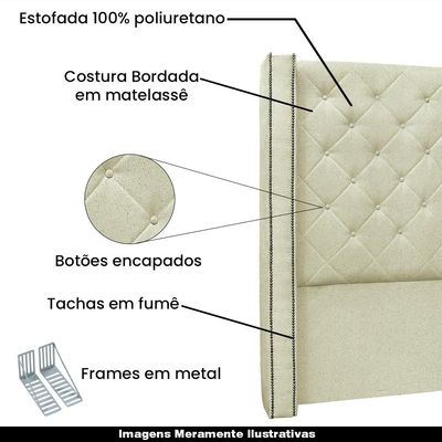 Cabeceira Decorativa Casal 1,64M Loewe Linho Natural - Gran Belo