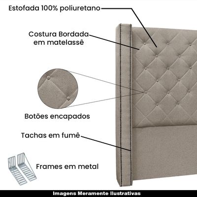 Cabeceira Decorativa Queen Size 1,84M Loewe Linho Areia - Gran Belo