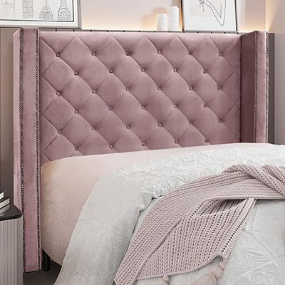 Cabeceira Decorativa Queen Size 1,84M Loewe Veludo Lilás - Gran Belo