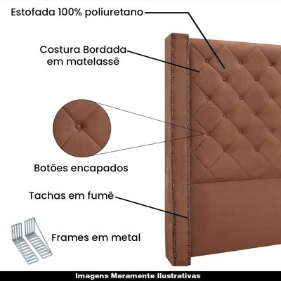 Cabeceira Decorativa Queen Size 1,84M Loewe Veludo Cobre - Gran Belo