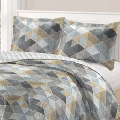 Kit Cobre Leito Colcha Daily King 3 Peças Dupla Face Estampado - Modelo 66 - 100% Poliéster