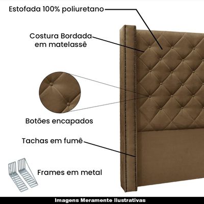 Cabeceira Decorativa Casal 1,64M Loewe Suede Caramelo - Gran Belo