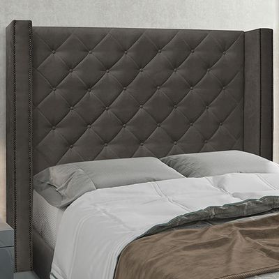 Cabeceira Decorativa Casal 1,64M Loewe Suede Cinza - Gran Belo