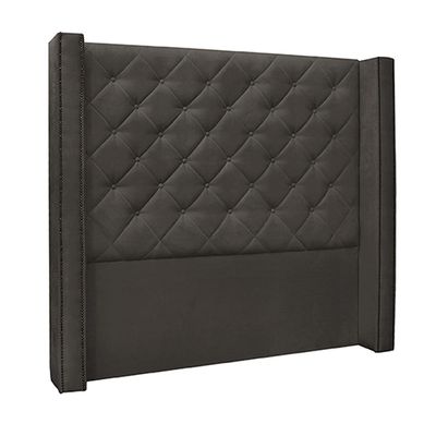 Cabeceira Decorativa Queen Size 1,84M Loewe Suede Cinza - Gran Belo