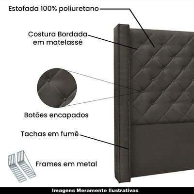 Cabeceira Decorativa Queen Size 1,84M Loewe Suede Cinza - Gran Belo