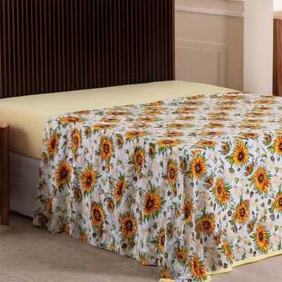 Lençol de Cima Avulso Luar Estampado Queen 01 Peça Malha 100% Algodão - Girassol