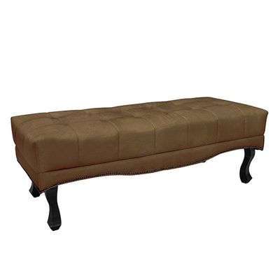 Recamier Decorativo 140cm Loewe Suede Pés de Madeira Caramelo - Gran Belo