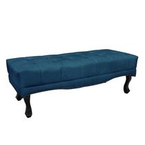 Recamier Decorativo 160cm Loewe Veludo Pés de Madeira Azul Marinho - Gran Belo