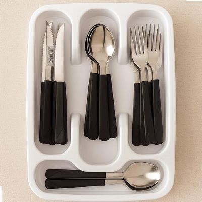Porta Talheres Com Tampa Organizador Talher Gaveta Armario Utensilios Cozinha 4 Divisorias Viagem Churrasco Camping