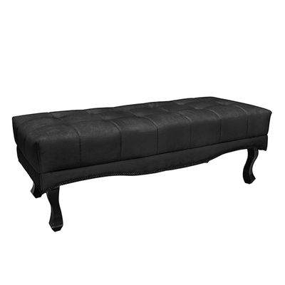 Recamier Decorativo 195cm Loewe Veludo Pés de Madeira Preto - Gran Belo