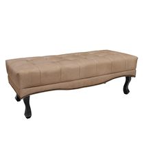Recamier Decorativo 90cm Loewe Suede Pés de Madeira Bege - Gran Belo