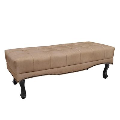 Recamier Decorativo 90cm Loewe Suede Pés de Madeira Bege - Gran Belo