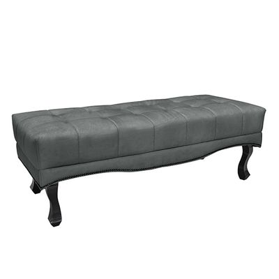 Recamier Decorativo 90cm Loewe Veludo Pés de Madeira Cinza - Gran Belo