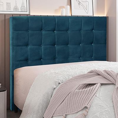 Cabeceira Decorativa Queen Size 1,60M Tropea Veludo Azul Marinho - Gran Belo
