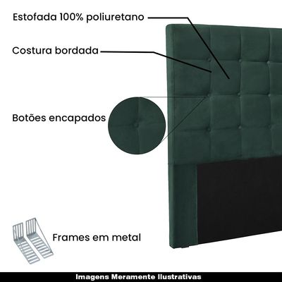 Cabeceira Decorativa King Size 1,95M Tropea Veludo Verde Floresta - Gran Belo