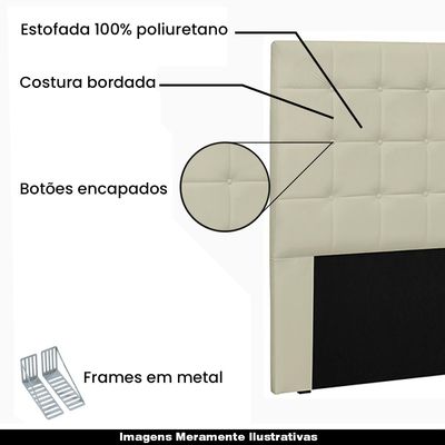 Cabeceira Decorativa Casal 1,40M Tropea PU Marfim - Gran Belo