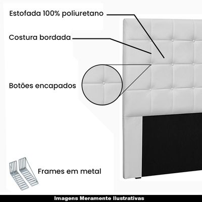 Cabeceira Decorativa Queen Size 1,60M Tropea PU Branco - Gran Belo