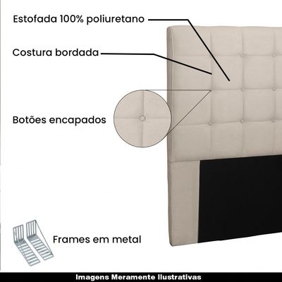 Cabeceira Decorativa Casal 1,40M Tropea Suede Bege - Gran Belo
