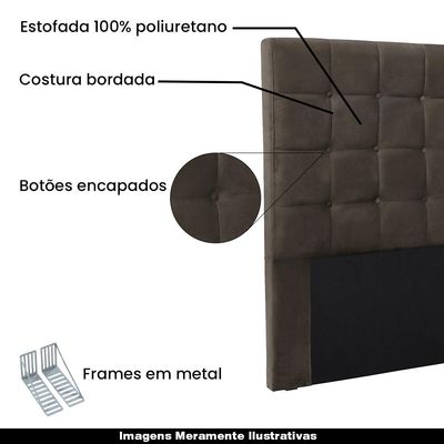 Cabeceira Decorativa Casal 1,40M Tropea Veludo Marrom - Gran Belo