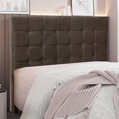 Cabeceira Decorativa Casal 1,40M Tropea Veludo Marrom - Gran Belo