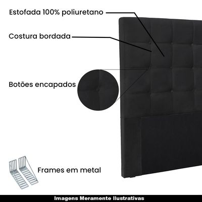 Cabeceira Decorativa King Size 1,95M Tropea Veludo Preto - Gran Belo