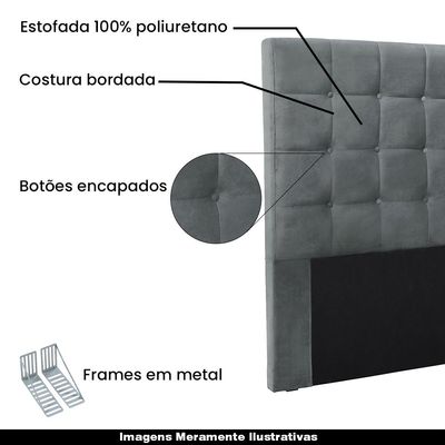 Cabeceira Decorativa King Size 1,95M Tropea Veludo Cinza - Gran Belo