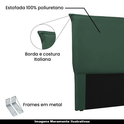 Cabeceira Decorativa Queen Size 1,60M Trento Veludo Verde Floresta - Gran Belo