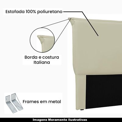 Cabeceira Decorativa Queen Size 1,60M Trento PU Marfim - Gran Belo